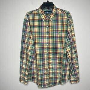 Ralph Lauren Mens XL Custom Fit Multicolored Plaid Long Sleeve Shirt Button-Down